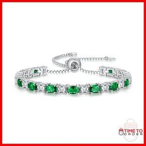 Sterling Silver Adjustable Tennis Bracelet White Gold Filled 6-9 Inch